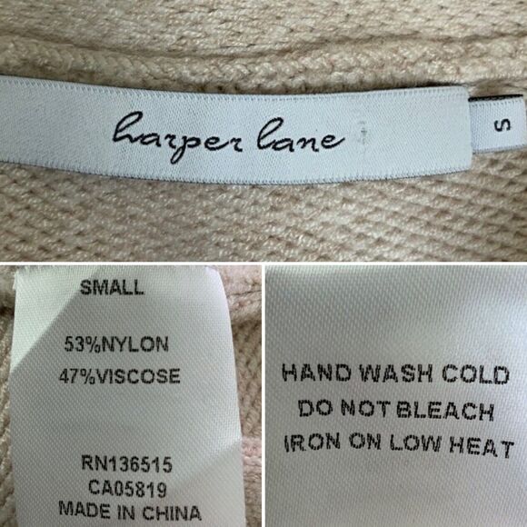 Harper Lane Long Sleeve Cowl Neck Fringe Accent Sweater Blush S - Picture 3 of 7